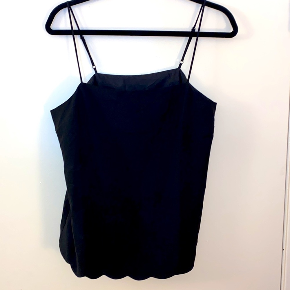 NWT J Crew Black Scalloped Tank Blouse Women's Size 10 - Picture 2 of 9